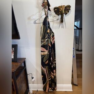 Elan Black and Pink Halter Dress